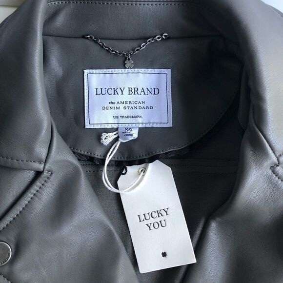 NWT LUCKY FAUX LEATHER GREY MOTO JACKET - Picture 5 of 8